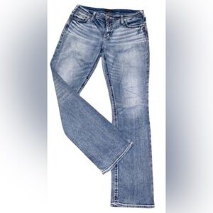 Silver Jeans Co Jeans Suki Baby Boot Cut Womens 34 Stretch Cotton Weathered
